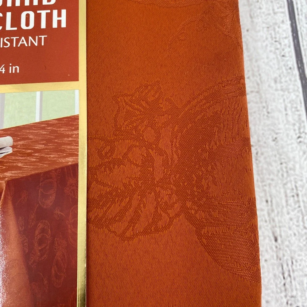 Colordrift Tablecloth 60x84 Orange Pumpkin Jacquard Fall Thanksgiving Holiday